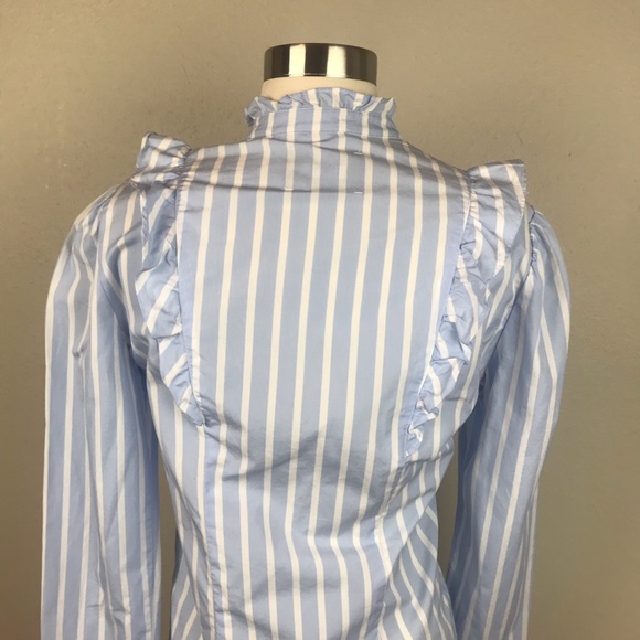 Reformation Etta Striped Shirt With Ruffles - Picture 5 of 8
